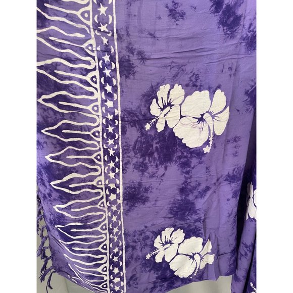 Pareos Del Caribe Purple/White Tropical Print Fringe Trim Tapestry/Sarong/Shawl - Picture 5 of 12